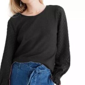 MADEWELL Texture & Thread Eyelet Knit Long Sleeve Top Shirt